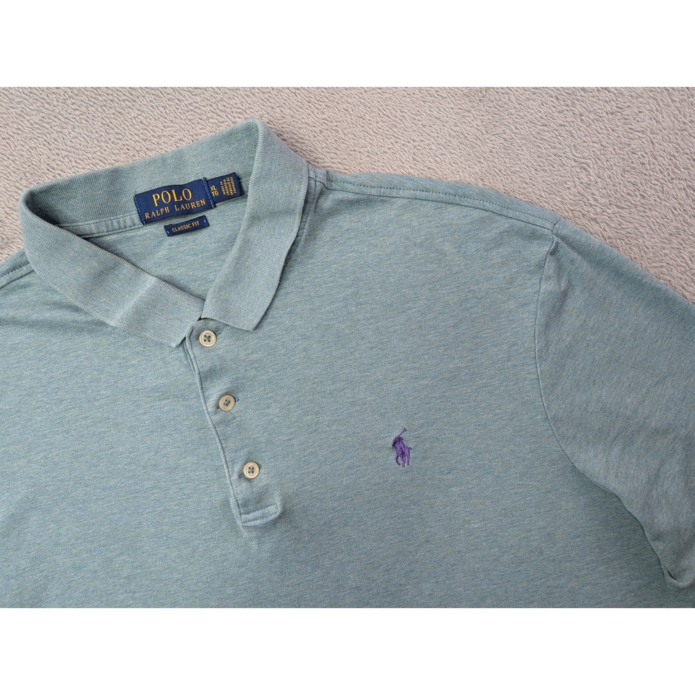 Polo Ralph Lauren Men's XL Light Green Classic Fit Polo Shirt Heathered